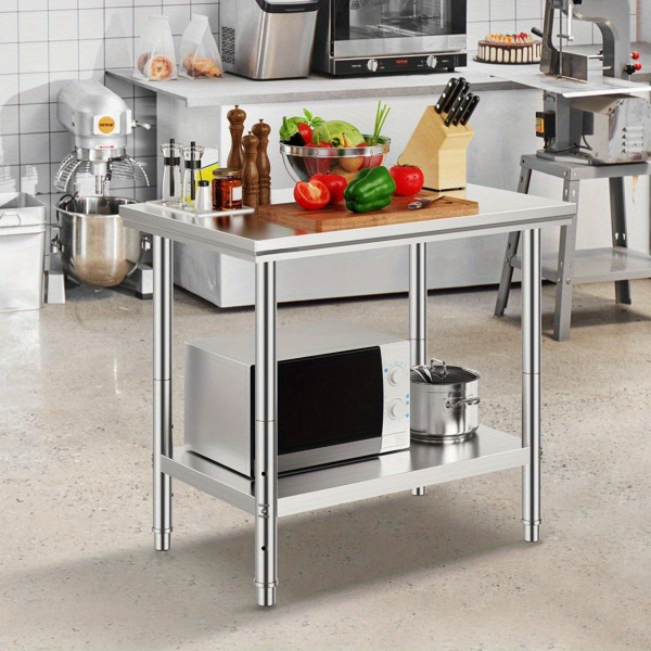35×24×31英寸不锈钢商用工作台，700磅超负荷能力+3速高度调节，厨房/餐厅/车库/后院专业级备餐工作站（周末不发货，禁售亚马逊）-8
