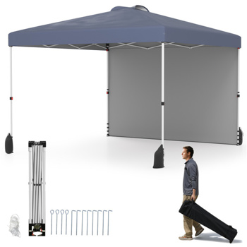 10 X 10 FT Gray Pop up Tent with Wheeled <b style=\\'color:red\\'>Bag</b> and  1 Sidewall 