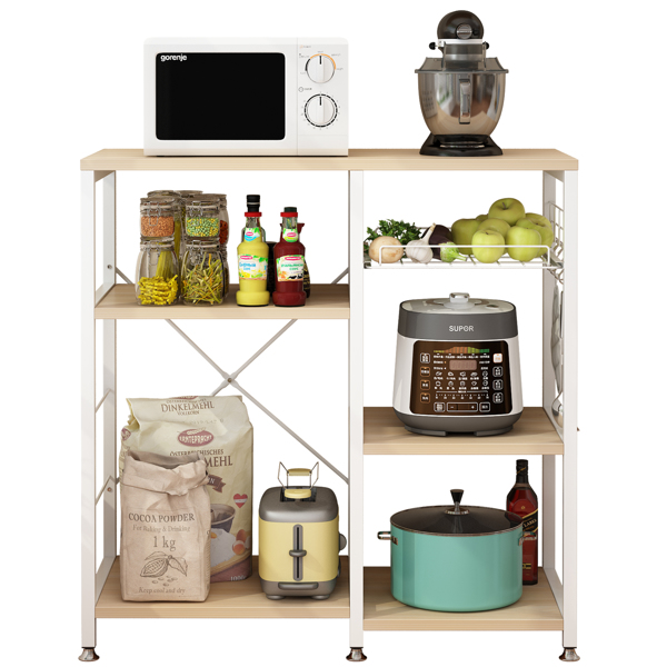 3-Tier Kitchen Baker's Rack Utility Microwave Oven Stand Storage Cart Workstation Shelf White Oak