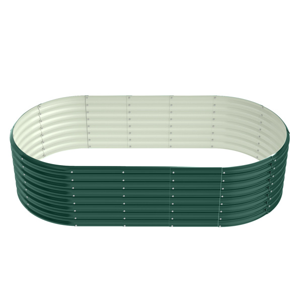 1PC 8*4*2FT 拼接式椭圆形镀锌板 深绿色 铁种植-1