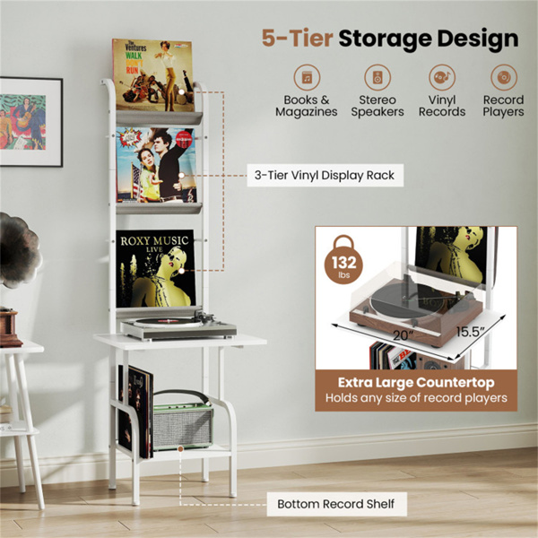 带展示架的5层唱片播放器支架-白色  （amazon shipping-发货，WALMART禁止销售）-11