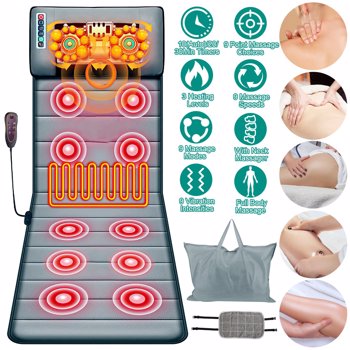 Full Body Massage Mat with Heat 10 Neck Shiatsu Kneading Massage Heads, Multifunctional Electric Heated Massage Chair Back Pad for Back Lumbar Leg Pain Relief（No shipments on weekends）