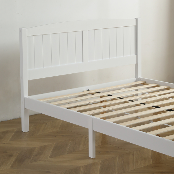 FCH Full Pine Single-Layer Core Vertical Stripe Full-Board Curved Bed Head With The Same Bed Foot Wooden Bed White