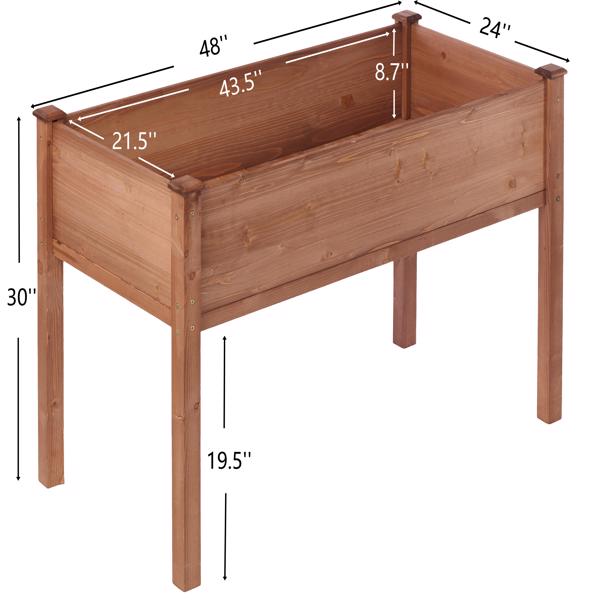 48x24x30英寸带腿高架花坛，高架木制花箱，适合户外植物花卉水果蔬菜香草种植-4