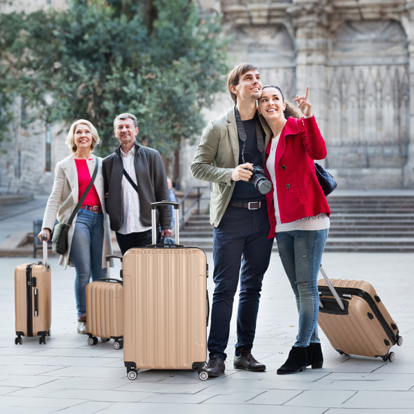 4-Piece Suitcase Set, Travel Suitcase Set, Hard Shell Trolley Made of ABS with Telescopic Handle, Hand Luggage,Champagne gold