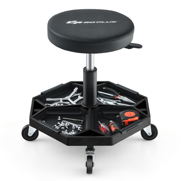 黑色重型可调高度滚石车，带有工具盘存储，容量330 lbs   （amazon shipping-发货，WALMART禁止销售）周末不发货-1