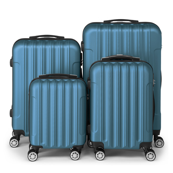 4-Piece Suitcase Set, Travel Suitcase Set, Hard Shell Trolley Made of ABS with Telescopic Handle, Hand Luggage,Blue