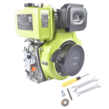 10HP 4Stroke Single-Cylinder Diesel Engine 418CC 6300W Recoil 3600RPM Air Cooled (Green)