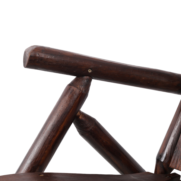 木制门廊摇椅，耐用木制门廊摇椅，冷杉木摇椅，户外庭院摇椅，花园棕色-1