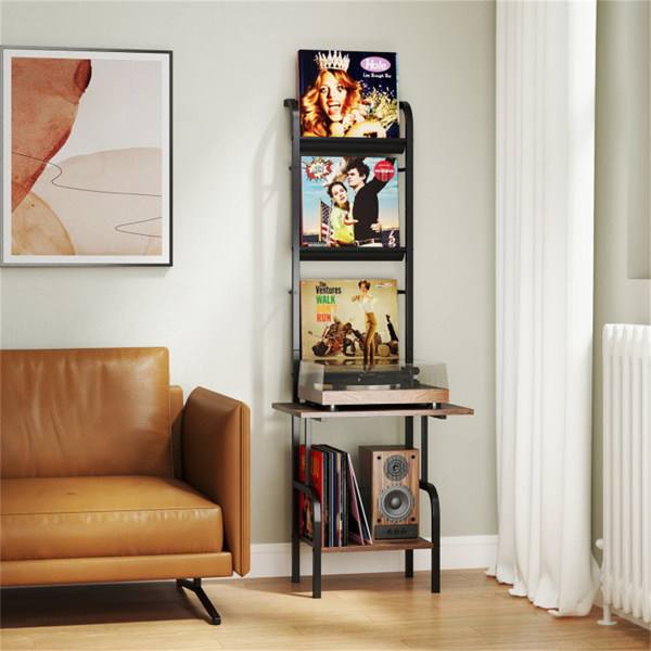 带展示架的5层唱片播放器支架-棕色  （amazon shipping-发货，WALMART禁止销售）-5