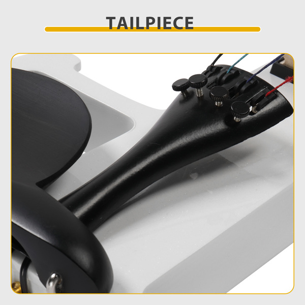 Full Size 4/4 Bunnel Edge Electric Silent Violin with Case Bow Rosin Headphone Connecting Line White