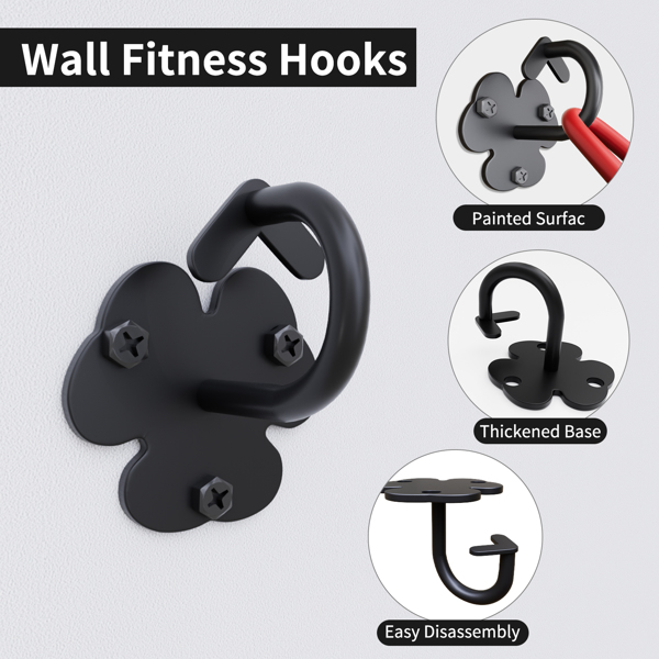 Wall-mounted training anchor with handles for 3-level resistance bands