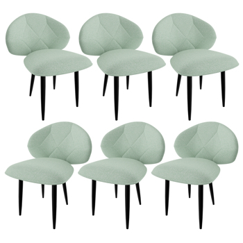 Gepolsterte Esszimmerstühle 6er Set, Moderne Stühle Esszimmer Bequeme Verbreiterte Rückenlehne Küchenstühle mit Metallfüßen