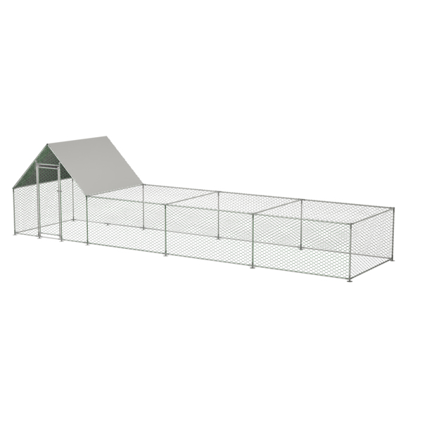26'Lx6.7'Wx6.6' ft Large Metal Chicken Coop, Walk-in Chicken Run, Galvanized Wire Poultry Chicken Hen Pen Cage, Rabbits Duck Cages with Waterproof and Anti-Ultraviolet Cover for Outside 