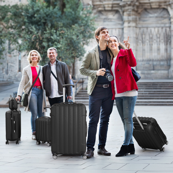 5-Piece Suitcase Set, Travel Suitcase Set with Cosmetic Case, Hard Shell Suitcase Set Made of ABS, Luggage Set with Vanity Case, black