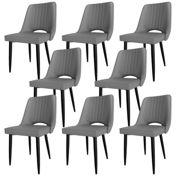 Esszimmerstühle 8er Set, Stühle Esszimmer Kunstleder mit Hoher Rückenlehne, Küchenstühle Modern mit Metallfüßen, Gepolsterter Esstisch Stühle Geeignet für Wohnzimmer Küche