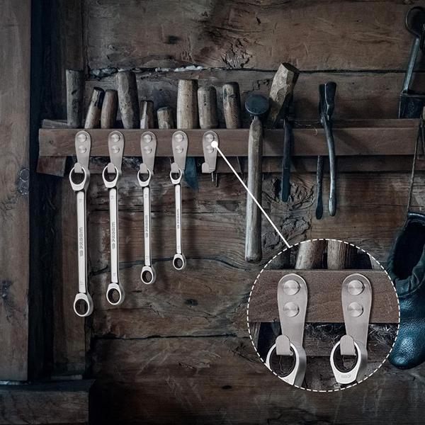 5件套大号L型不锈钢挂钩玄关门板衣橱书包（本色）-4