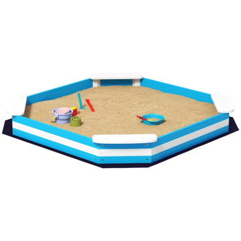Blue  Kids Sandbox with 4 Corner Seats,52\\" x 52\\" x 6\\"