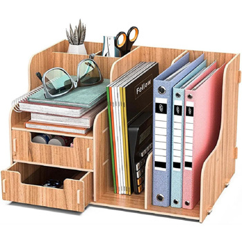 Magazine File Holder Desktop Document Rack Office Desk Tidy Organiser Stationary Storage for A4 Papers, Books, Pens, and Notebooks