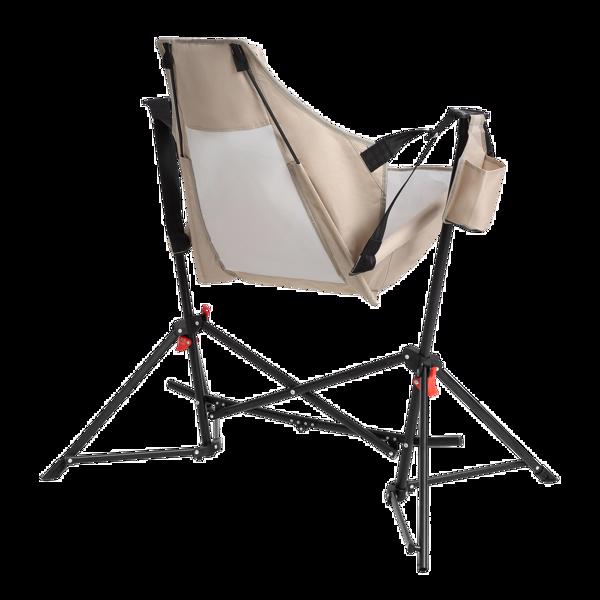 吊床露营椅，折叠便携式摇椅，铝合金可调节靠背摇摆椅，带枕头杯架，带手提包的躺椅，适合户外旅行草坪后院，卡其色-13