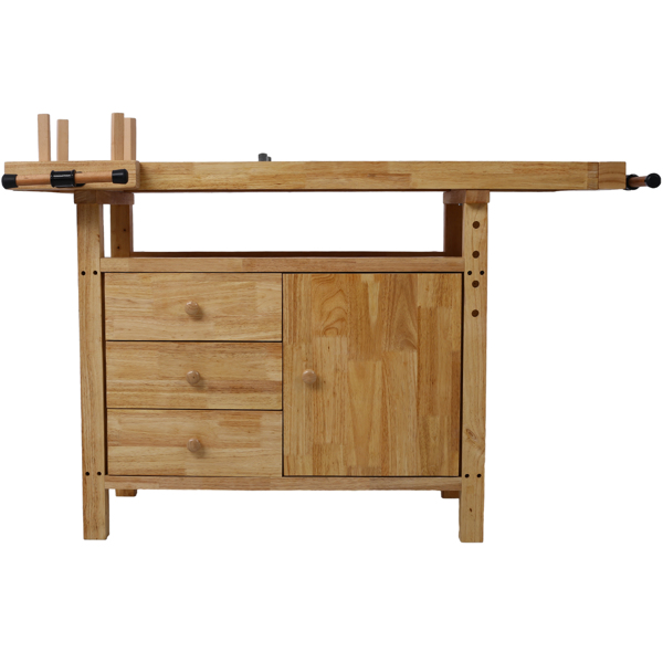 Wood Workbench - Wooden Workbench for Garage Workshop and Home, with Rapid Action Woodworking Vise 7 Inch Jaw Width Made with Heavy-Duty Cast Iron ,GRAY 