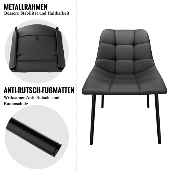 Esszimmerstühle 2er Set, Stühle Esszimmer Kunstleder mit Hoher Rückenlehne, Küchenstühle Modern mit Metallfüßen, Gepolsterter Esstisch Stühle Geeignet für Wohnzimmer Küche