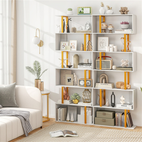 6层S形书架/几何书架-白色 （amazon shipping-发货，WALMART禁止销售）周末不发货-9