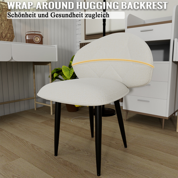 软垫餐椅 4件套，现代餐椅 餐厅 舒适加宽靠背 带金属脚的厨房椅-6