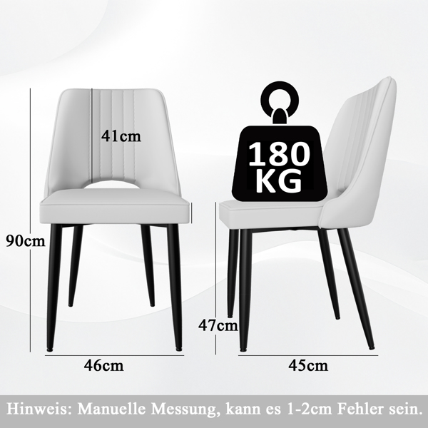 餐椅（一套 8 把），带高靠背的仿皮餐椅，带金属脚的现代厨房椅，适合客厅厨房的软垫餐桌椅-2