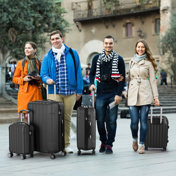 4-Piece Suitcase Set, Travel Suitcase Set, Hard Shell Trolley Made of ABS with Telescopic Handle, Hand Luggage, black