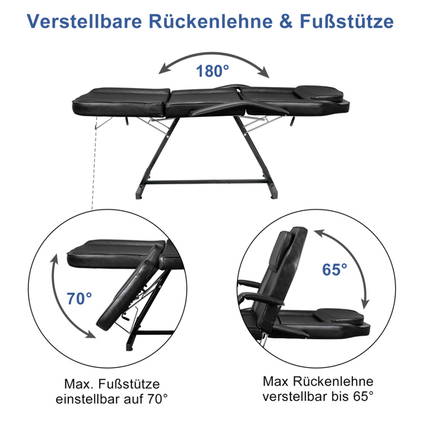 015A Beauty Salon Bed with Stool Black【Same code 10456084】