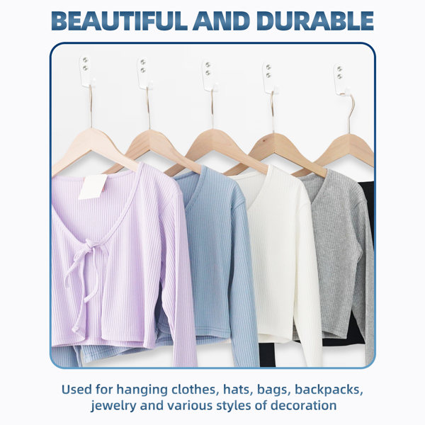 10件 不锈钢单钩浴室客厅餐厅收纳物品挂钩（白色）-2