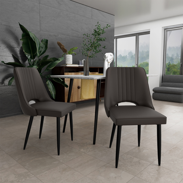 餐椅（一套 4 把），带高靠背的仿皮餐椅，带金属脚的现代厨房椅，适合客厅厨房的软垫餐桌椅-8