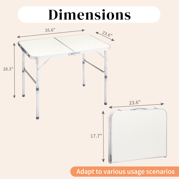 90 x 60 x 70cm Home Use Aluminum Alloy Folding Table White