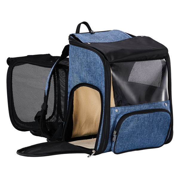 Pet Carrier Backpack, Expandable Cat Dog Carrier with Back Extension, Breathable Mesh Travel Backpack for Small Dogs Cats, Soft-Sided Pet Backpack Holds up to 26 lbs