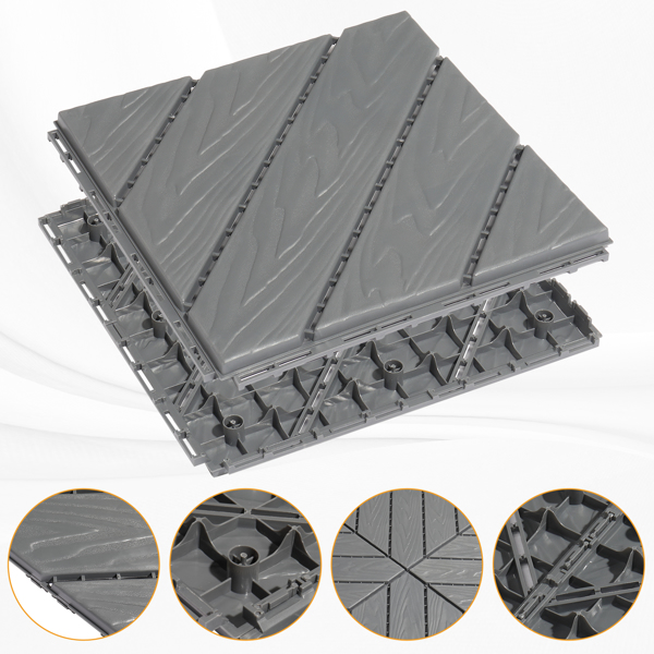 27pcs 30*30*2cm 深灰色 PP塑料 户外地板 户外地板-13