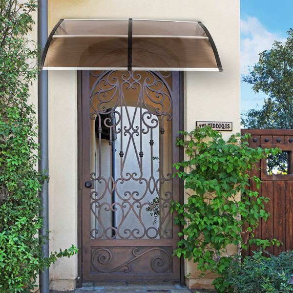 HT-200 x 100 Household Application Door & Window Rain Cover Eaves Brown Board & Black Holder