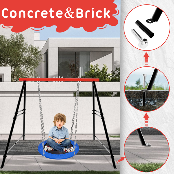 Porch Swing Frame, 550lbs Weight Capacity Swing Stand, Heavy Duty A-Frame Swing, Swing Stand Frame for Yoga Hammock Saucer Baby Porch Swing (Red, Swing NOT Included)