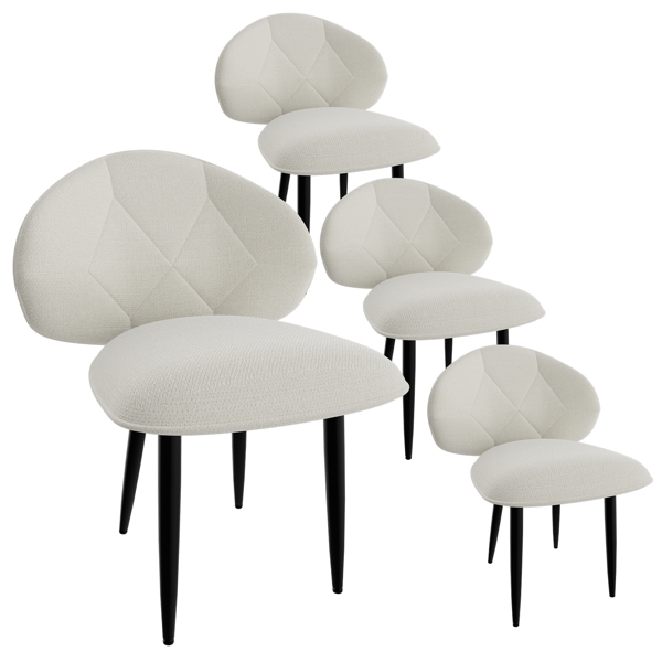 软垫餐椅 4件套，现代餐椅 餐厅 舒适加宽靠背 带金属脚的厨房椅-1