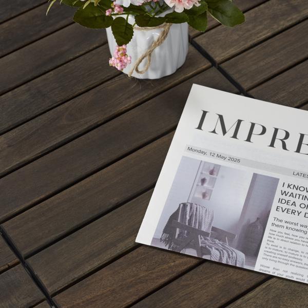 30 块联锁甲板瓷砖条纹图案，12 英寸 x 12 英寸深棕色方形相思木硬木户外地板，适用于露台、阳台、泳池边-10