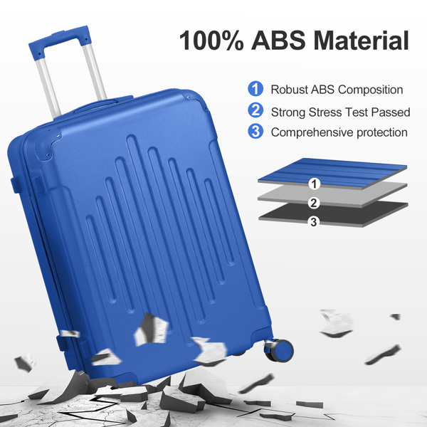 Stylish 5-Piece ABS Luggage Set with Diamond Pattern & Non-TSA Locks (Deep Blue)
