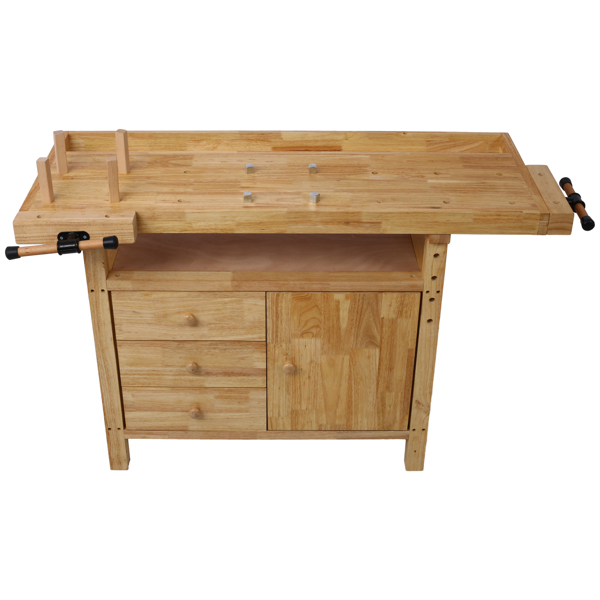Wood Workbench - Wooden Workbench for Garage Workshop and Home, with Rapid Action Woodworking Vise 7 Inch Jaw Width Made with Heavy-Duty Cast Iron ,GRAY 