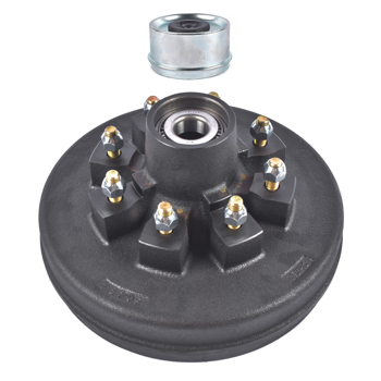 12\\" x 2\\" Trailer Brake Hub Drum Kit 8 on 6.5\\" BC Cupped for 7000 lbs Axle 8-Lug 008-219-04 22004K