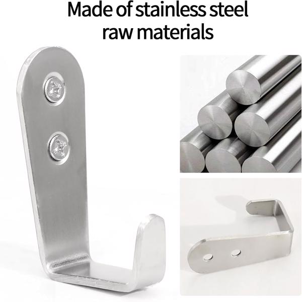 5件套大号L型不锈钢挂钩玄关门板衣橱书包（本色）-2