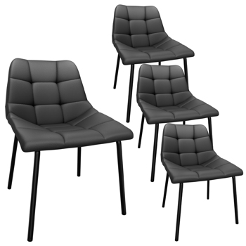 Esszimmerstühle 4er Set, Stühle Esszimmer Kunstleder mit Hoher Rückenlehne, Küchenstühle Modern mit Metallfüßen, Gepolsterter Esstisch Stühle Geeignet für Wohnzimmer Küche