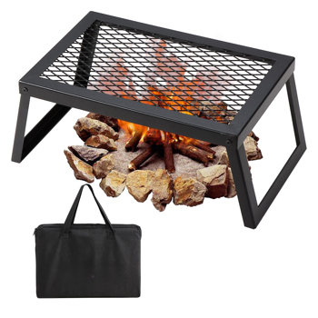 18\\" Folding Campfire Grill, Heavy Duty Steel Mesh, Portable Cooking Grate with Legs and Carrying Bag, Ideal for Outdoor Open Flame and Camp Fire Cooking
