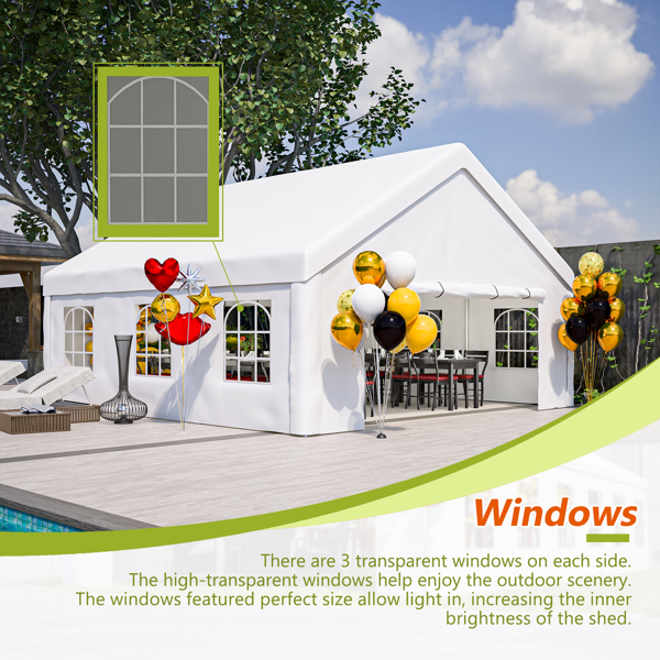 20x20 英尺派对帐篷，带 2 个储物袋和可拆卸侧壁，户外遮阳篷凉亭，适用于车棚露营花园婚礼烧烤商业-8