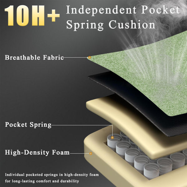 带袋装弹簧坐垫的人体工学游戏椅，带脚踏的透气织物电脑椅，可调节腰部支撑 成人游戏椅 绿色（TEMU仅限自提）-3