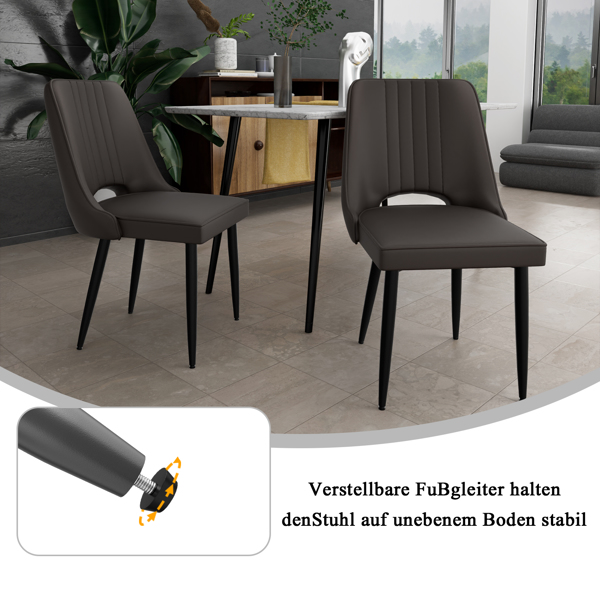 餐椅（一套 4 把），带高靠背的仿皮餐椅，带金属脚的现代厨房椅，适合客厅厨房的软垫餐桌椅-7