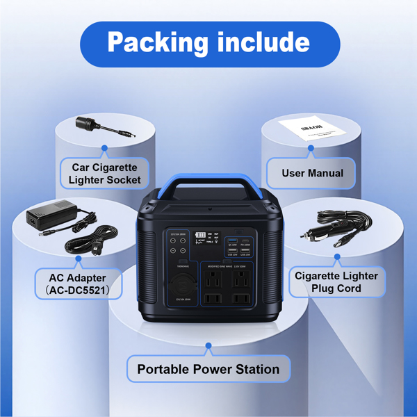 300W便携式电站，296Wh 80000mAh锂电池，带300W（600W峰值）交流插座，适用于户外露营房车、露营发电机、太阳能储能电源-7